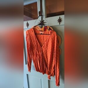 Universal Thread Rust Orange Wrap Blouse